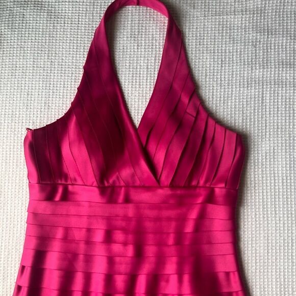 JS Collection Women's Pink Halter Matching Shawl Cocktail Short Tiered Dress 10 - Picture 9 of 14